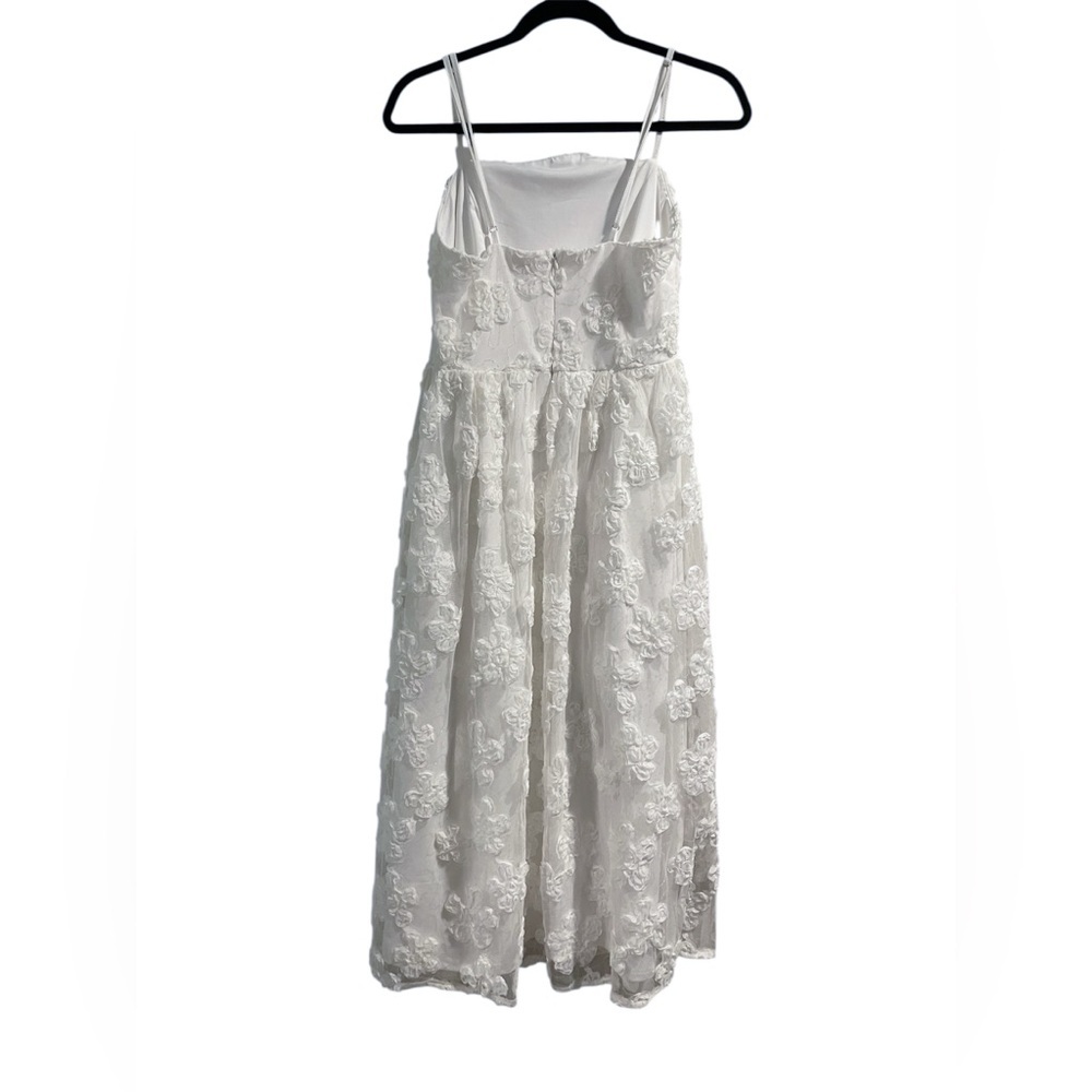 Delightful Charisma White Embroidered Sequin Mesh Midi Dress Medium - Picture 6 of 9